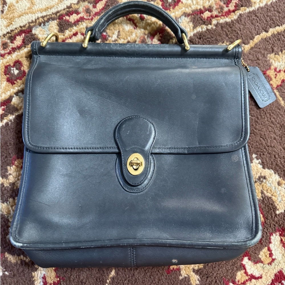 Vintage Coach Black Leather Bag